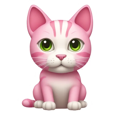 Pink cat with green accents sticker