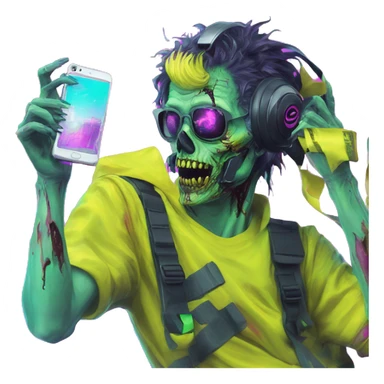 .Zombie_ Vaporwave black holographic oilslick zombie unicorn yellow caution tape and a vinyl sticker