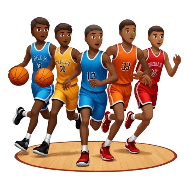 basketball game in motion in the ground with multiple players sticker