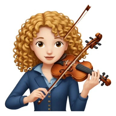 girl with curly very long hair playing violin sticker