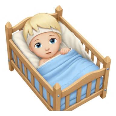 blond blue eye newborn in crib sticker