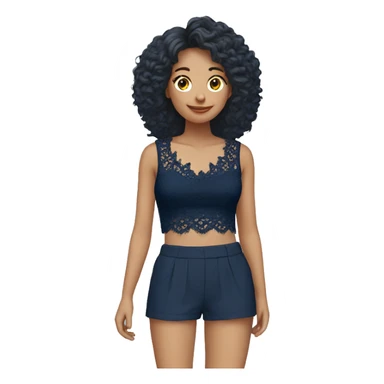  Navy blue top with lace sticker