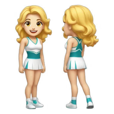Full body Caucasian curvy cheerleader back and front views sticker