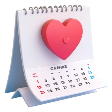 3d icon heart on calendar sticker
