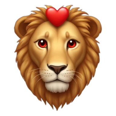 Lion face with huge red hearts instead his eyes, he looks so much in love sticker