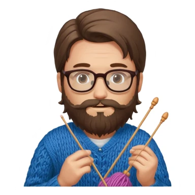 man with beard and long hair knitting sticker