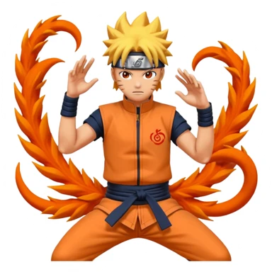 Naruto on pose kurama 4 tails sticker