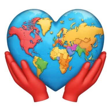 heart with continents held by hands iOS style emoji sticker