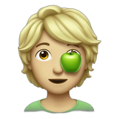 Aussi eating a green Apple sticker