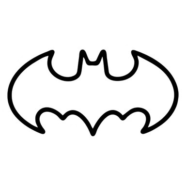 batman logo, bold silhouette, iconic bat shape, black and yellow, simple and recognizable, no text sticker