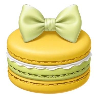 sage yellow macaron with white bow sticker