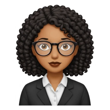 Chica morena con lentes y cabello rizado negro sticker