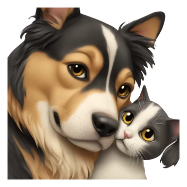 cat kissing a dog sticker