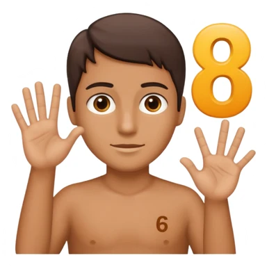 🤷🏻‍♂️ number 6 in left hand and number 7 in the right hand sticker