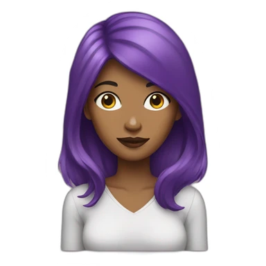 woman with purple hair holding a black cat sticker