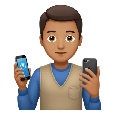 man casual clothes holding a phone sticker