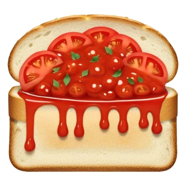 slice of bread with with a squeeze of tomatoe sauce on top sticker