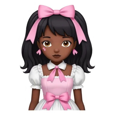 Pink dark skin Lolita with black hair sticker