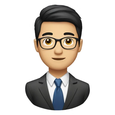 neat black hair chinese guy wearing specs and tie sticker