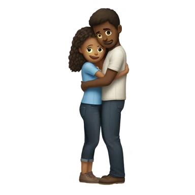 a short girl and a tall boy hug sticker