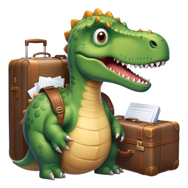 office Dinosaur, a huge luggage full of papers sticker