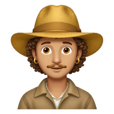man curly hair and big earrings and and hat wearing sticker