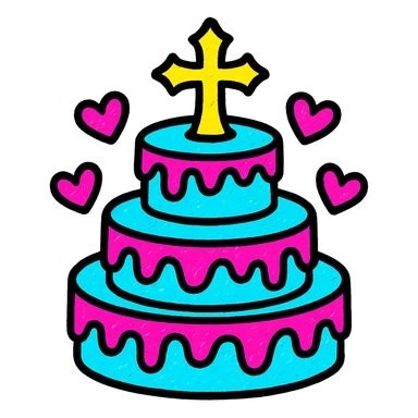 gothic cake, pop colors style sticker