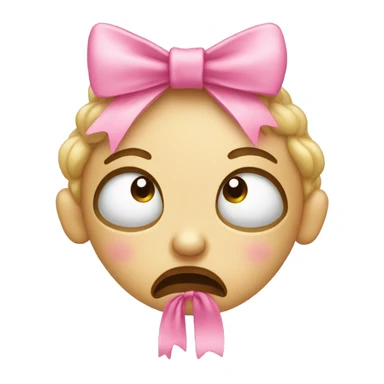 Crying emoji with pink bow sticker