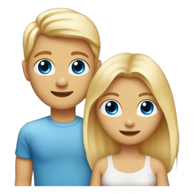 een meisje en jongen die verliefd zijn allebei blond haar en blauwe ogen en meisje heeft sproetjes sticker