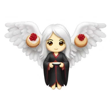angel holding japanese maki with vampire on the side sticker