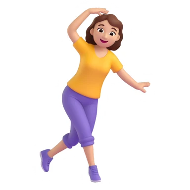 person dancing, cheerful expression, 3D emoji style sticker