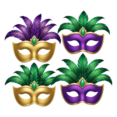 3 mardi gras masks lined up in a row vertically sticker