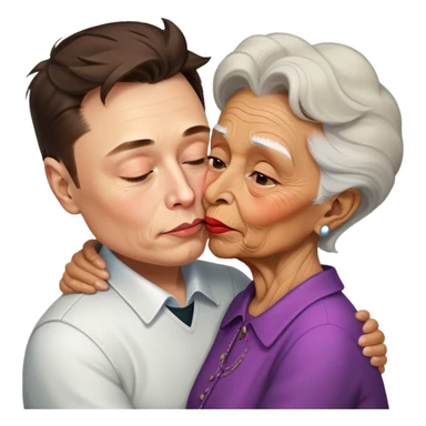 Elon musk kissing tan ugly old woman  sticker