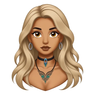 pretty neck tattoo long hair baddie with makeup sticker