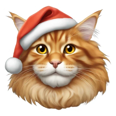 orange maine coon wearing santa hat sticker