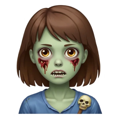 zombie girl with brown hair side bangs emoji sticker