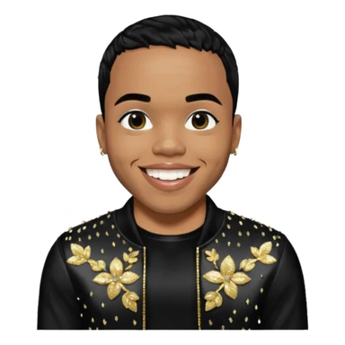 Anderson Paak with black hair, black sequin outfit sticker