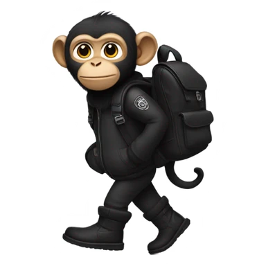 Monkey with black ugg boots and black backpack sticker