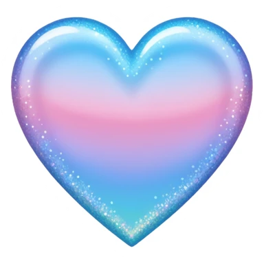 glitter heart with pastel pink to pastel blue ombre sticker