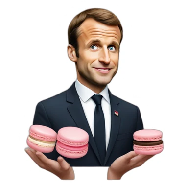 Emmanuel Macron with macaron sticker