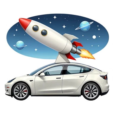 Tesla model 3 white. Two small rockets mounted flat on roof sticker