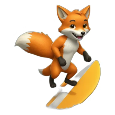 Fox wave-surfing sticker