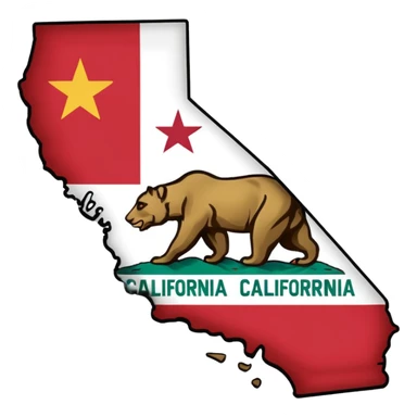 Shape of California with state flag sticker