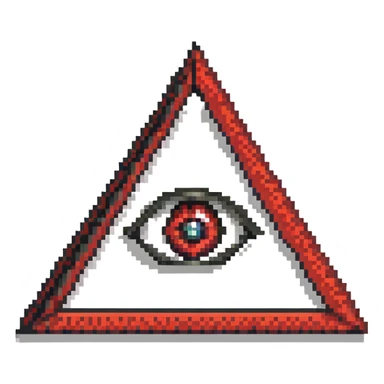 Illuminati triangle symbol with eye in center, black and red color scheme sticker