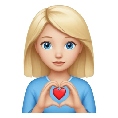 blonde girl blue eyes holding heart hands sticker