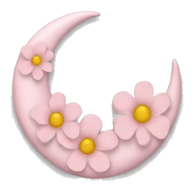 Light pink crescent with flowers  sticker