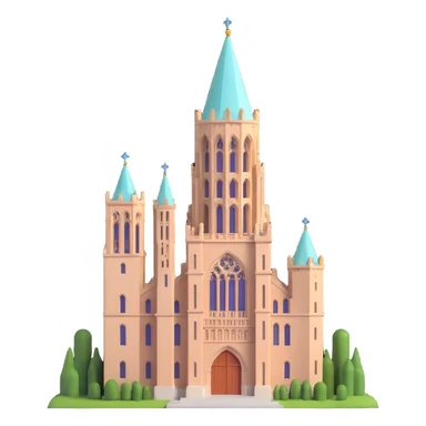 cinematic, realistic emoji of Beaumont Tower at Michigan State University in East Lansing, Michigan, straight-on perspective, featuring its iconic Collegiate Gothic architecture, lifelike detail, bright regal lighting as on a sunny day, accurate building colors sticker