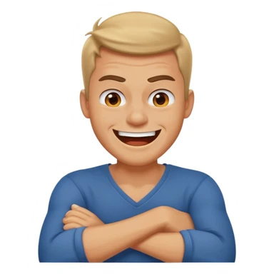 arms crossed around neck angry laughing guy sticker