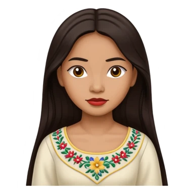 Filipino woman with long dark hair parted in the middle wearing a traditional filipiniana sticker