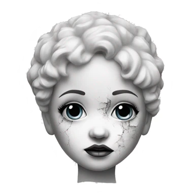 porcelain doll with a cracked face inked sticker